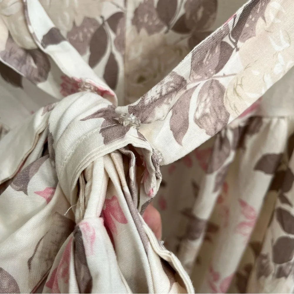 Fore Blossoming In Nature Floral Mini Dress (Ivory Multi) Square Neckline Pastel - Picture 8 of 13